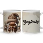 Névvel kérhető - Könyvmoly kávés manó lány mintás bögre