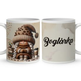   Névvel kérhető - Könyvmoly kávés manó lány mintás bögre