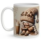 Névvel kérhető kávés manó lány - Kávé és könyv mintás bögre