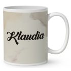 Névvel kérhető kávés manó lány - Kávé és könyv mintás bögre