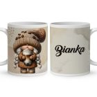 Névvel kérhető - Cappucino kávés manó lány mintás bögre