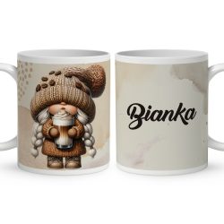   Névvel kérhető - Cappucino kávés manó lány mintás bögre