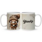 Névvel kérhető - Cappucino kávés manó lány mintás bögre