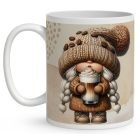 Névvel kérhető - Cappucino kávés manó lány mintás bögre