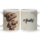 Névvel kérhető - Tündéri kávés manó lány mintás bögre