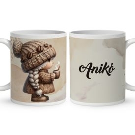   Névvel kérhető - Tündéri kávés manó lány mintás bögre