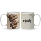 Névvel kérhető - Tündéri kávés manó lány mintás bögre