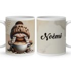 Névvel kérhető kávés manó lány - Imádom a kávét mintás bögre