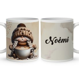   Névvel kérhető kávés manó lány - Imádom a kávét mintás bögre