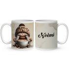 Névvel kérhető kávés manó lány - Imádom a kávét mintás bögre