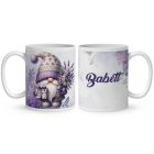 Névvel kérhető - Levendulás manó ajándékkal mintás bögre