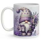 Névvel kérhető - Levendulás manó ajándékkal mintás bögre