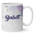 Névvel kérhető - Levendulás manó ajándékkal mintás bögre