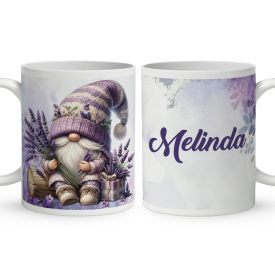 Névvel kérhető - Levendulás manó csüccs mintás bögre