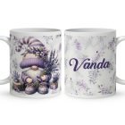 Névvel kérhető - Kedves levendulás manó mintás bögre