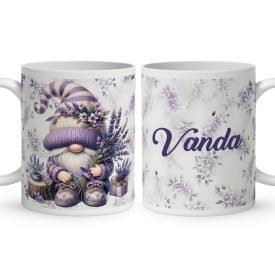 Névvel kérhető - Kedves levendulás manó mintás bögre