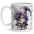 Névvel kérhető - Levendulás manó egy csokorral mintás bögre