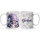 Névvel kérhető - Cuki levendulás manólány levéllel mintás bögre