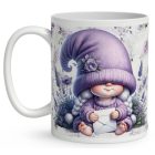 Névvel kérhető - Cuki levendulás manólány levéllel mintás bögre