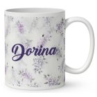 Névvel kérhető - Cuki levendulás manólány levéllel mintás bögre