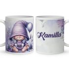 Névvel kérhető - Lufis levendulás manólány mintás bögre