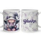 Névvel kérhető - Könyvmoly levendulás manólány mintás bögre