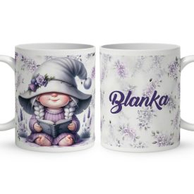   Névvel kérhető - Könyvmoly levendulás manólány mintás bögre