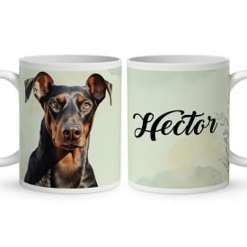 Névvel kérhető - Dobermann portré mintás bögre