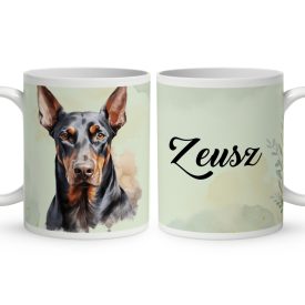   Névvel kérhető - Álló fülű Dobermann portré mintás bögre