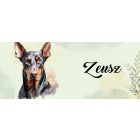 Névvel kérhető - Álló fülű Dobermann portré mintás bögre