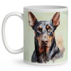 Névvel kérhető - Álló fülű Dobermann portré mintás bögre