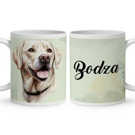 Névvel kérhető - Fehér labrador portré mintás bögre