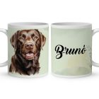 Névvel kérhető - Barna labrador portré mintás bögre