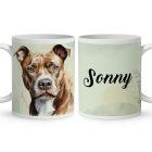 Névvel kérhető - Barna Amerikai Pitbull terrier portré mintás bögre