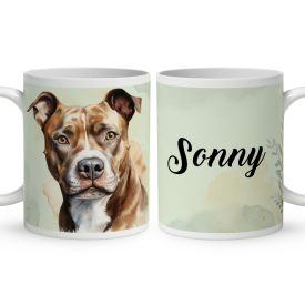   Névvel kérhető - Barna Amerikai Pitbull terrier portré mintás bögre