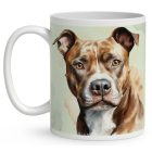 Névvel kérhető - Barna Amerikai Pitbull terrier portré mintás bögre