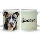 Névvel kérhető - Szürke Amerikai Pitbull terrier portré mintás bögre