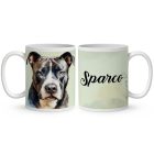 Névvel kérhető - Szürke Amerikai Pitbull terrier portré mintás bögre