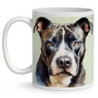 Névvel kérhető - Szürke Amerikai Pitbull terrier portré mintás bögre