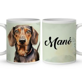   Névvel kérhető - Barna rövidszőrű tacskó portré mintás bögre