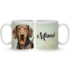 Névvel kérhető - Barna rövidszőrű tacskó portré mintás bögre