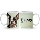 Névvel kérhető - Boston terrier portré mintás bögre