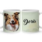 Névvel kérhető - Shetlandi juhászkutya portré mintás bögre