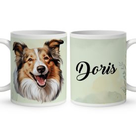   Névvel kérhető - Shetlandi juhászkutya portré mintás bögre