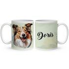 Névvel kérhető - Shetlandi juhászkutya portré mintás bögre