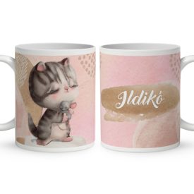 Kérd a Neveddel - Cica egér barátság mintás bögre