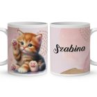 Kérd a Neveddel - Cuki tapis vörös cicus mintás bögre