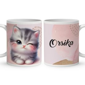 Kérd a Neveddel - Kacsintós tündéri cica mintás bögre