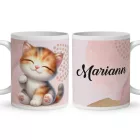 Kérd a Neveddel - Kawaii cuki cica mintás bögre