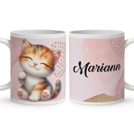 Kérd a Neveddel - Kawaii cuki cica mintás bögre